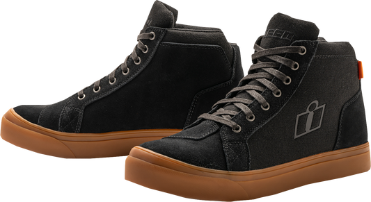 ICON Carga work boots in black leather with D30® ankle protection and slip-resistant outsole, size US 11, durable safety footwear