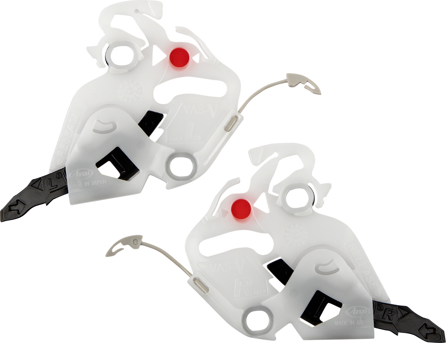 ARAi Helmets VAS-V Base Plate Set 02-1066 for variable axis system mounting, showing metal mounting plates and hardware.