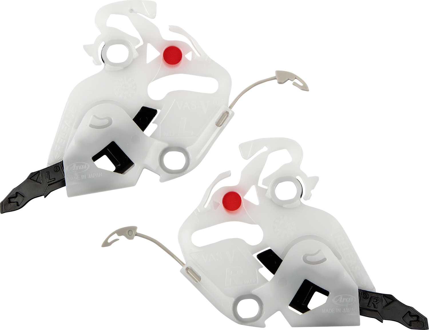 ARAi Helmets VAS-V Base Plate Set 02-1066 for variable axis system mounting, showing metal mounting plates and hardware.