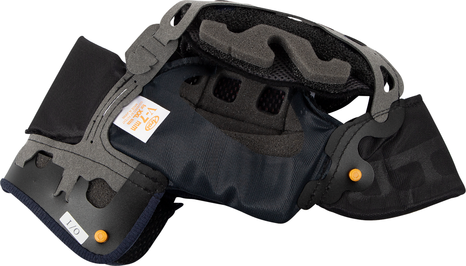 Interior pad for ARAI Helmets Corsair-X, Signet-X, and Defiant-X, EP V 7 mm, part number 07-5695, showing foam and fabric layers.