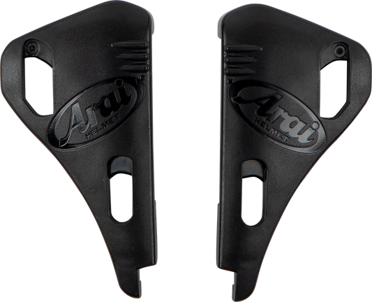 Black ARAI HELMETS VAS-V Pivot Cover Plates for Pro Shade System, part number 11-1138, designed for helmet visor protection