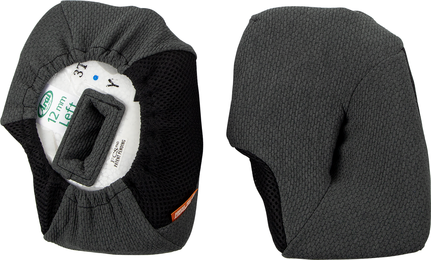 ARAÏ Helmets XD-4 cheek pads with FCS® system, 12mm, designed for motorcycle helmet comfort and fit.