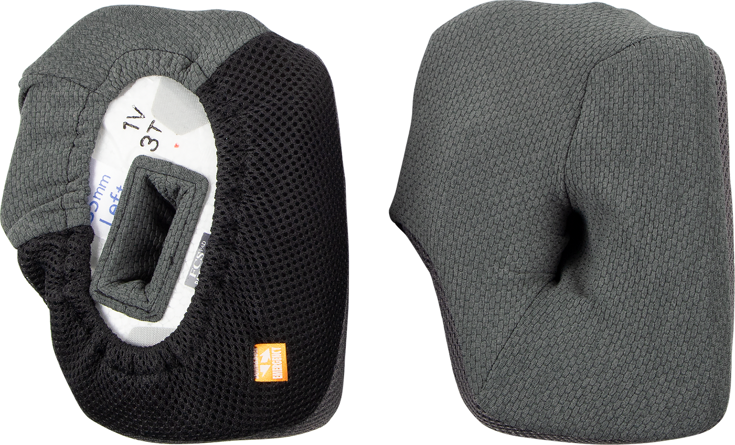 Gray 35mm ARAI Helmets VX-Pro4 cheek pads, close-up view showing padding and branding detail.
