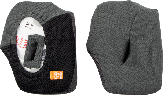 Gray ARAI Helmets VX-Pro4 cheek pads, 25mm thick, designed for comfortable fit and safety in motorcycle helmets.