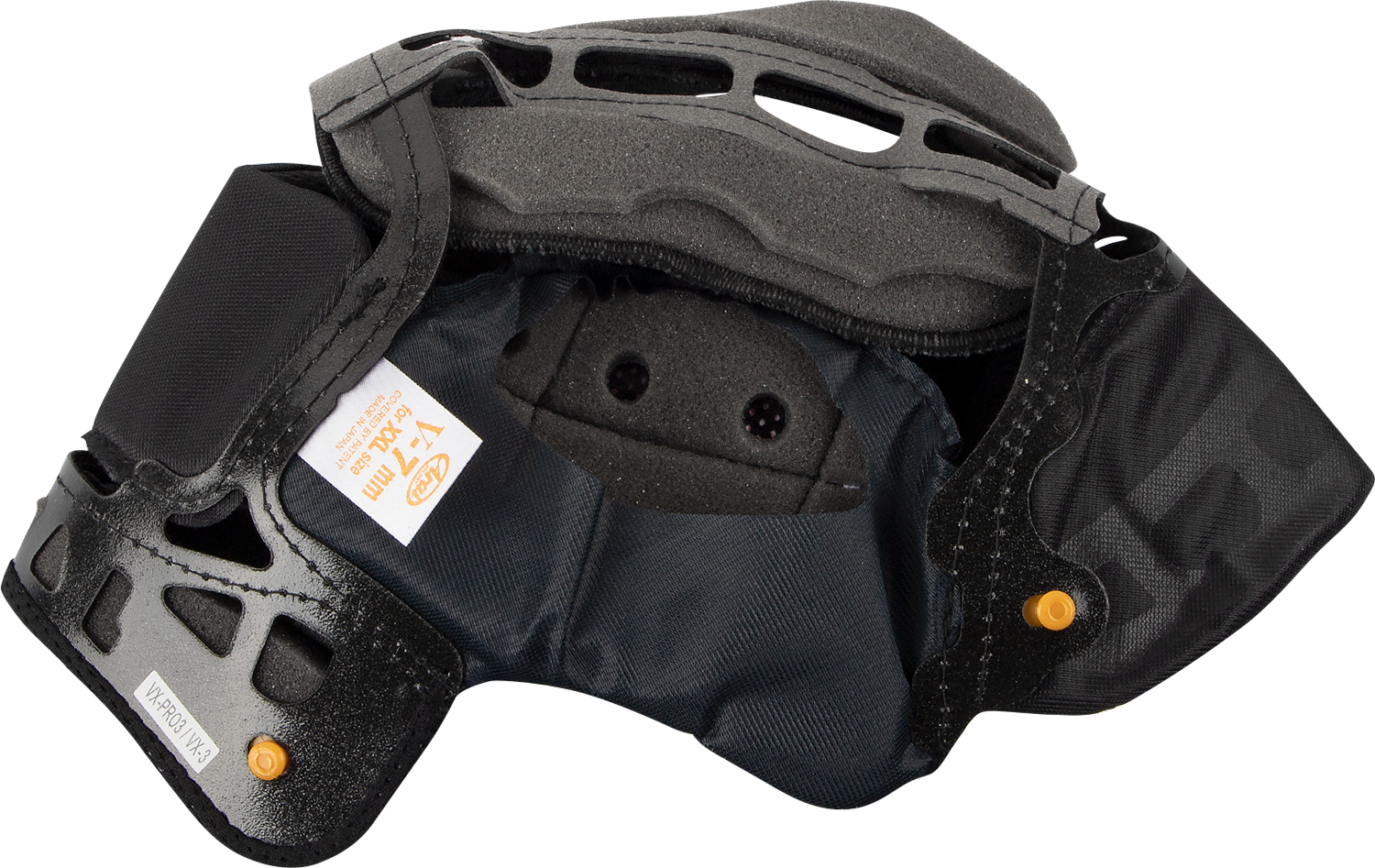 Close-up of ARAI Helmets VX-Pro4 interior pad, V-7mm, part #07-5572, showing soft padding for helmet comfort and fit.