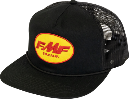 Black FMF Sandbagger hat with adjustable strap and embroidered logo, casual outdoor cap for everyday wear.