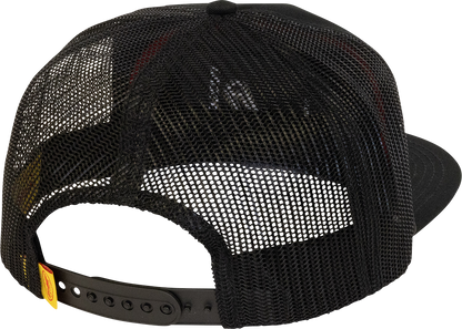 Black FMF Sandbagger hat with adjustable strap and embroidered FMF logo, casual outdoor cap for everyday wear.