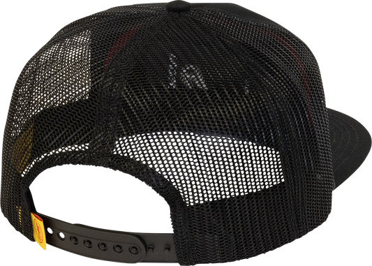 Black FMF Sandbagger hat with adjustable strap and embroidered FMF logo, casual outdoor cap for everyday wear.