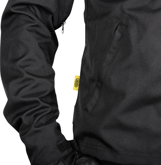 Black Atlas v2 riding jacket by THRASHIN SUPPLY CO. in 2XL size, featuring durable fabric and stylish design.