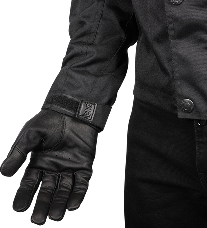 Black Atlas v2 riding jacket by THRASHIN SUPPLY CO., size 2XL, featuring durable fabric and classic motorcycle style.