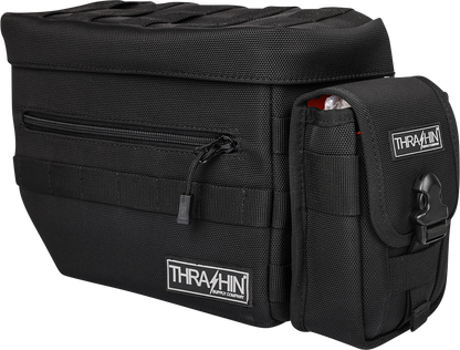 Durable THRASHIN SUPPLY CO. multi-use pouch made of 1680D ballistic nylon with high visibility interior for versatile storage.