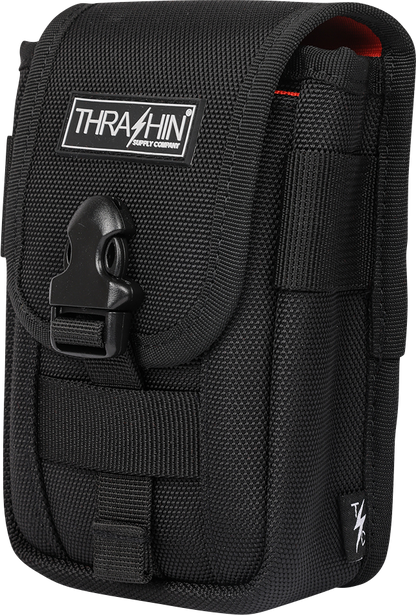 Durable THRASHIN SUPPLY CO. multi-use pouch made of 1680D ballistic nylon with high visibility interior and secure zipper closure.