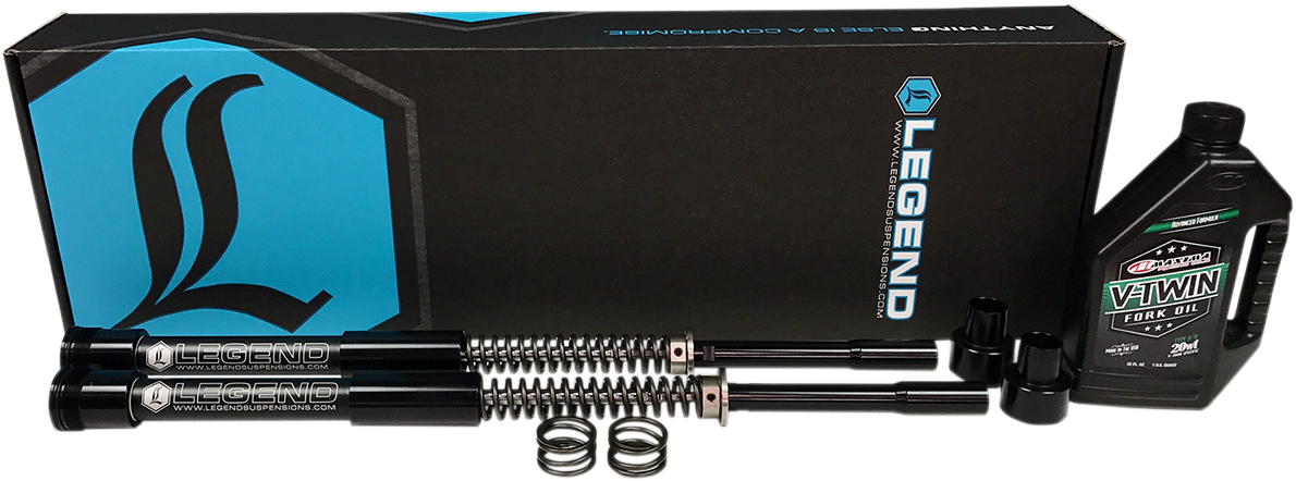 Legend Suspension AXEO23 front end suspension for 23-inch wheels on FLH 2014-2016 motorcycles, featuring durable construction and design.