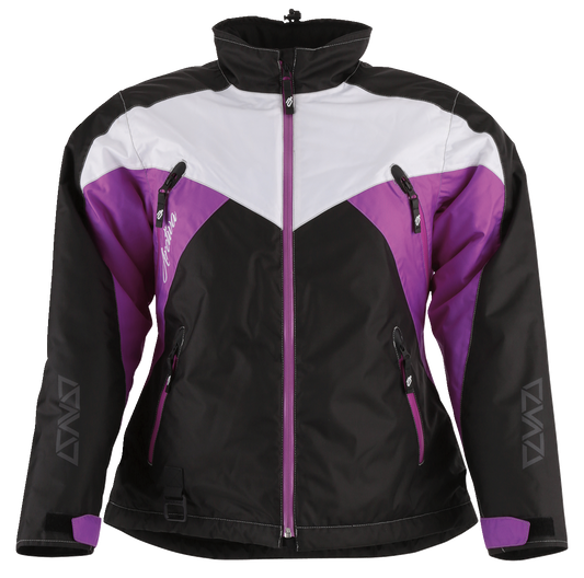 ARCTIVA Women's Pivot 6 Jacket – Insulated Waterproof Shell with Fleece Lined Collar, Black/Purple/White, Large (Part# 3121-0817)