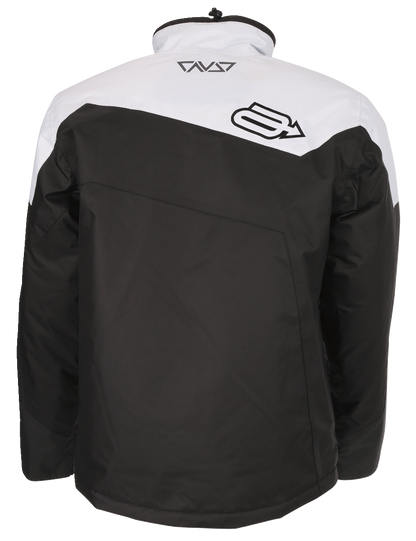 ARCTIVA Pivot 6 waterproof insulated jacket in black and white, large size, showing front view with zipper and hood.