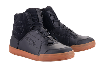 Alpinestars Chrome waterproof shoes in black and brown, US size 12, EU 45.5, with sleek design and sturdy sole.
