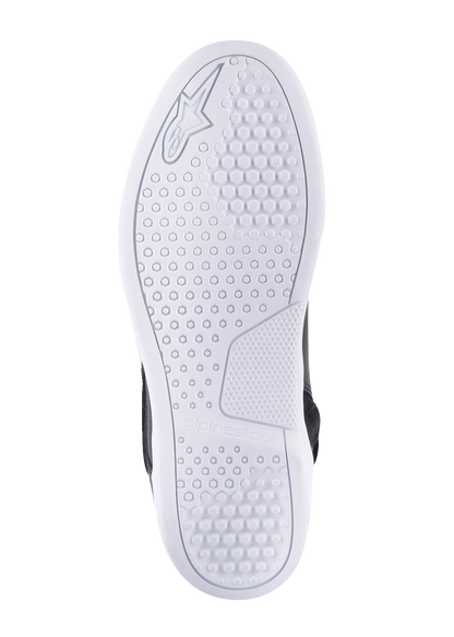 Alpinestars Chrome waterproof shoes in black and white, US size 10, EU size 43, featuring sleek design and sturdy construction.