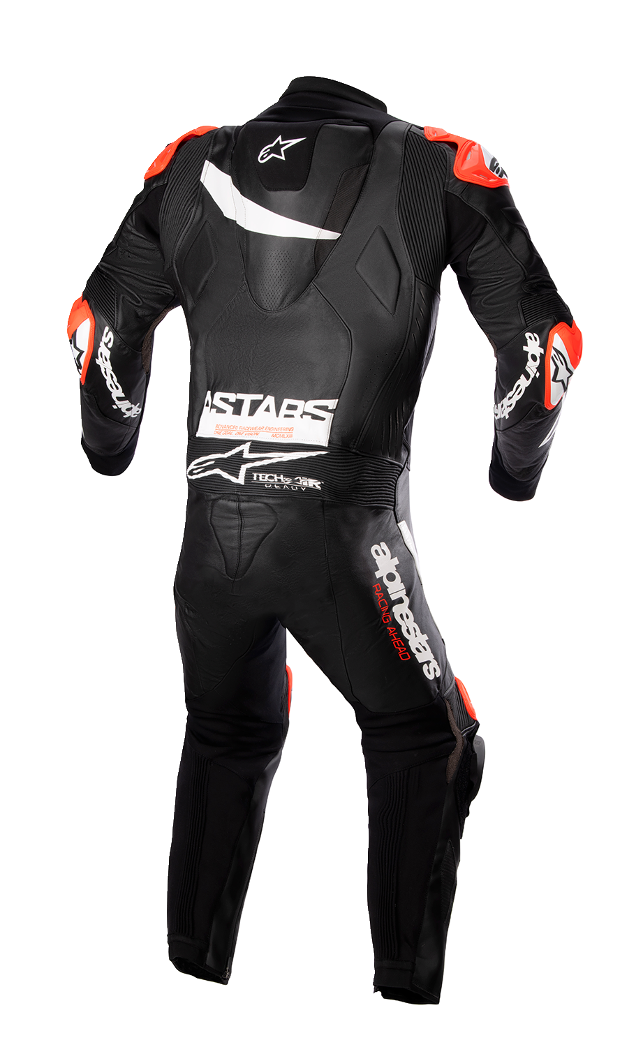 Alpinestars GP Plus v4 leather motorcycle suit in black and white, US 38 / EU 48, showing front view with armor details.
