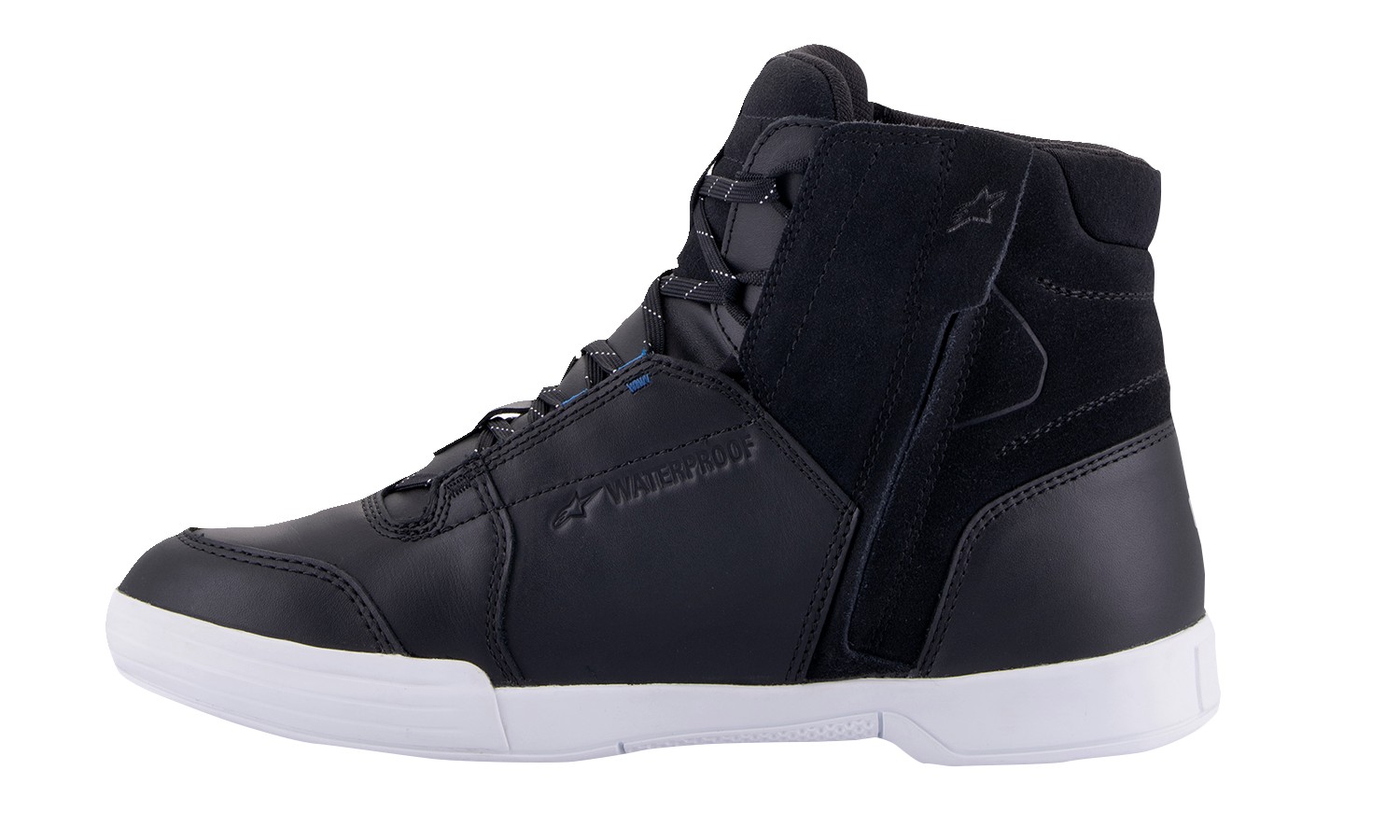 Alpinestars Chrome waterproof shoes in black and white, US size 10, EU size 43, featuring a sleek design with durable material.