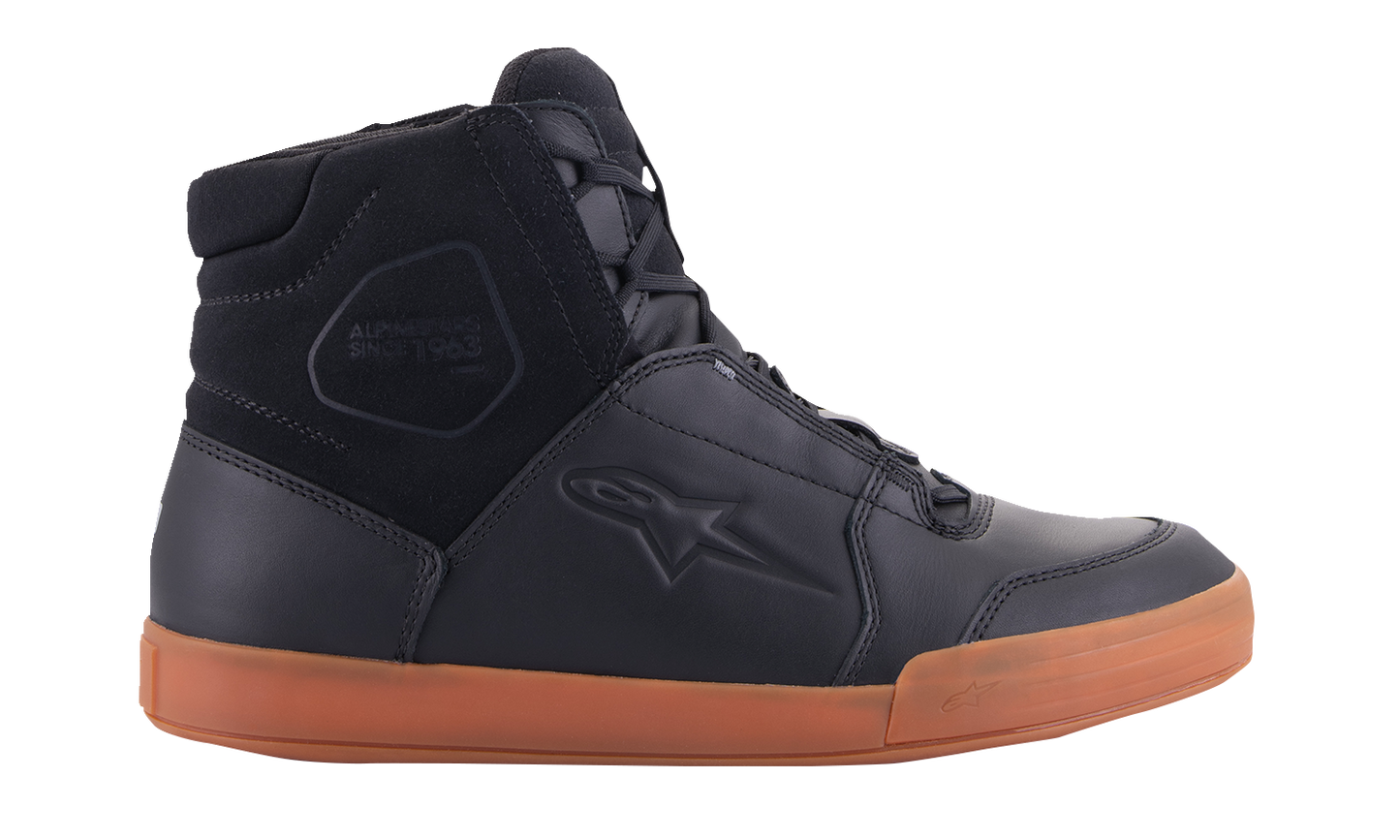 Alpinestars Chrome waterproof shoes in black and brown, US size 12, featuring durable design and stylish finish.