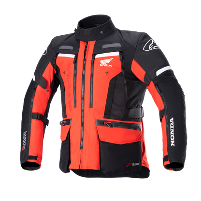 Alpinestars Honda Bogotá Pro Drystar® Motorcycle Jacket in red and black, size medium, with protective features and logo details.