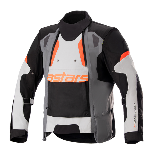 Alpinestars Halo Drystar® motorcycle jacket in 2XL, waterproof and breathable outerwear with Nucleon Flex Pro armor, shown on a mannequin.