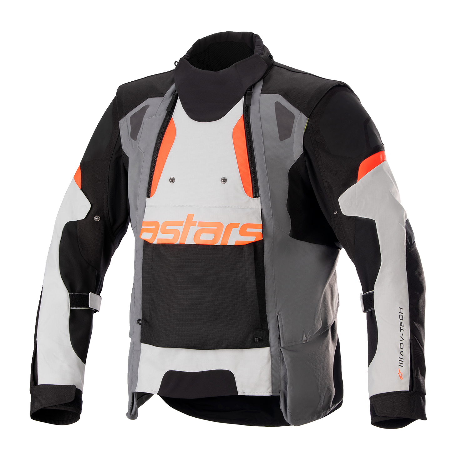 Alpinestars Halo Drystar waterproof motorcycle jacket in gray and black, breathable outerwear with protective features, size XL.