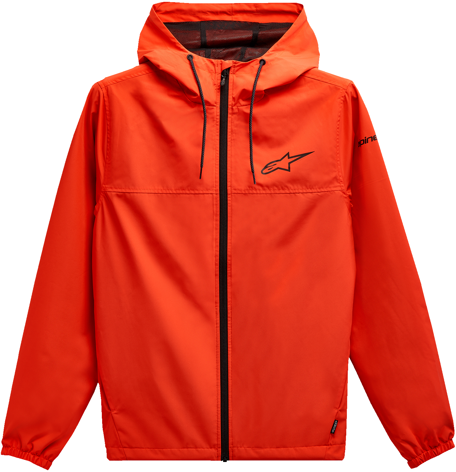 Alpinestars Treq windbreaker jacket in red and black, medium size, lightweight waterproof outerwear with adjustable hood.