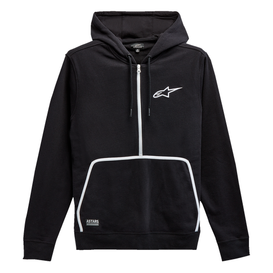 Alpinestars Bound Hoodie in black, 2XL, with comfortable cotton-poly blend, 3D embroidery, and exposed zipper.