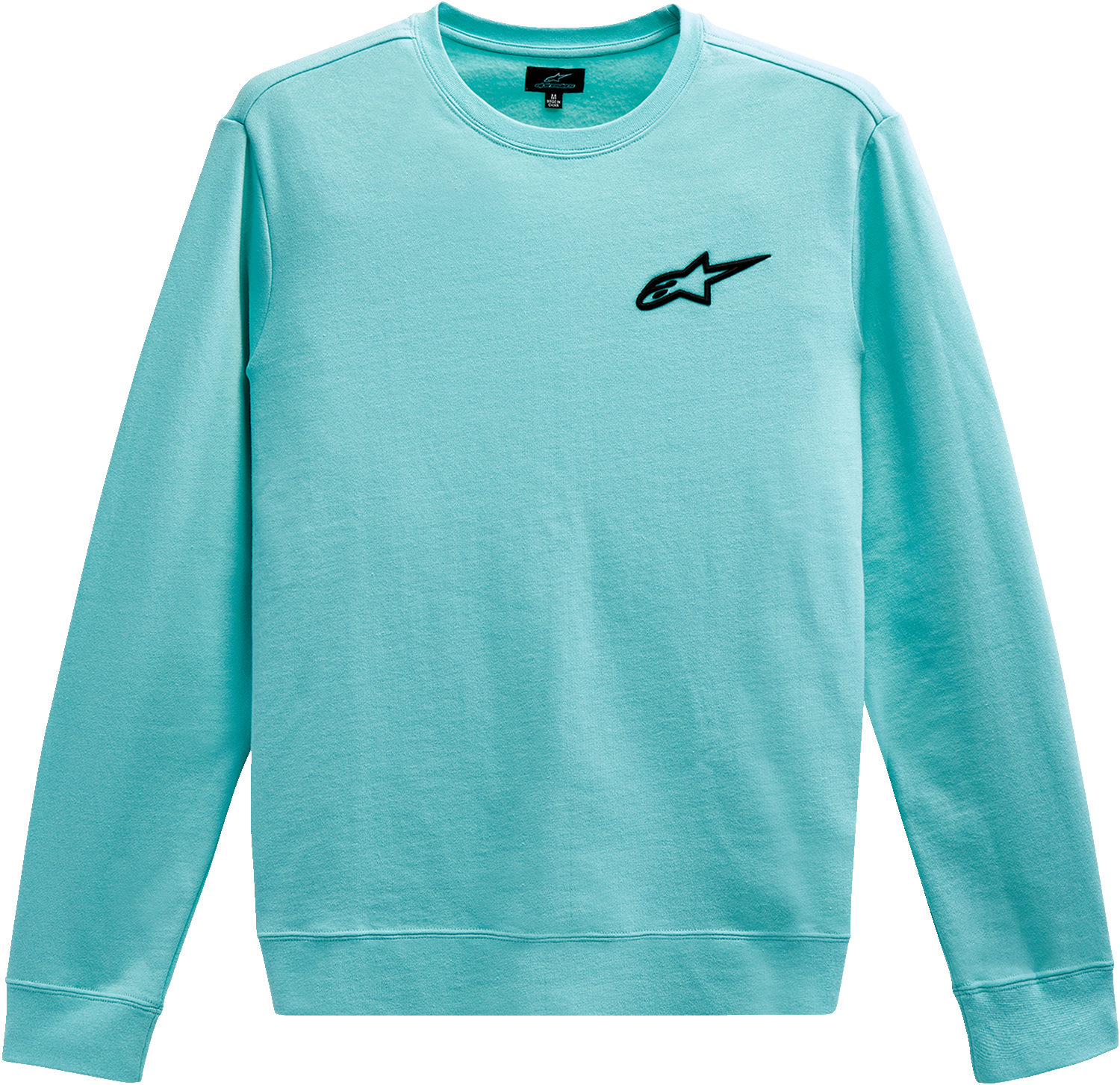 Alpinestars Ageless Crew Fleece in 2XL, aqua color with embroidered logo and ribbed cuffs, casual sportswear sweatshirt