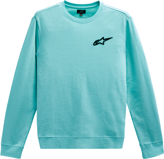 Alpinestars Ageless Crew Fleece in 2XL, aqua color with embroidered logo and ribbed cuffs, casual sportswear sweatshirt