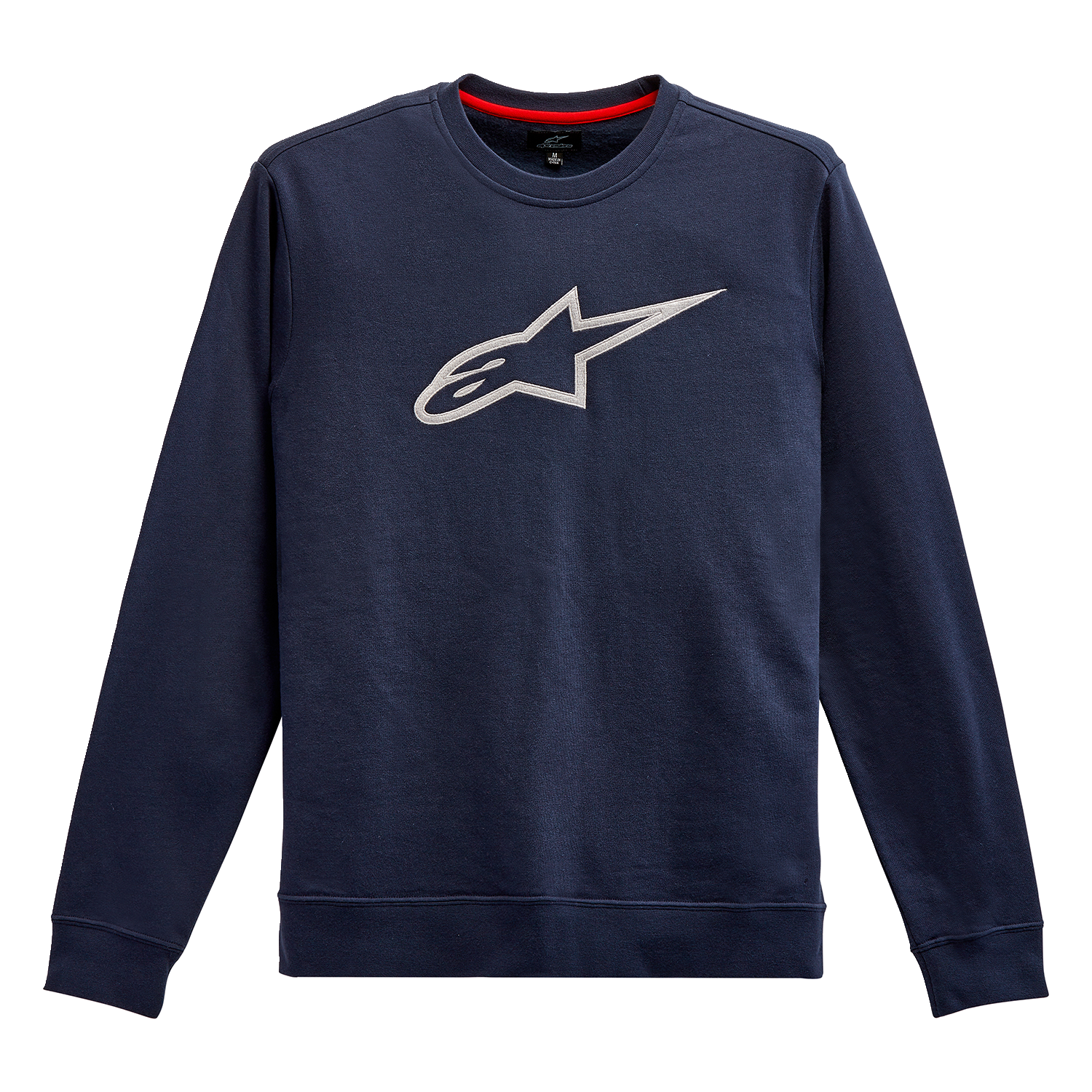 Alpinestars Ageless Crew Fleece in navy and grey, medium size, featuring a soft knit fabric and classic crew neckline.