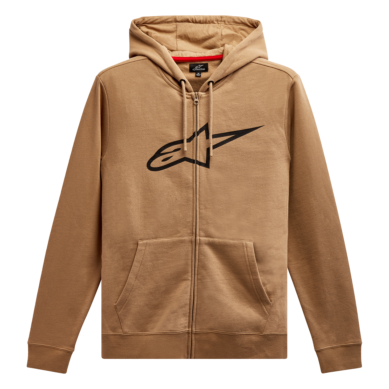Alpinestars Ageless II zip hoodie in sand and black, XL size, featuring a front zipper and casual fit, displayed on a plain background.