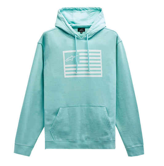 Alpinestars Artifact Hoodie in Light Aqua, large size, showing front view with logo and casual fit, made from comfortable fabric.