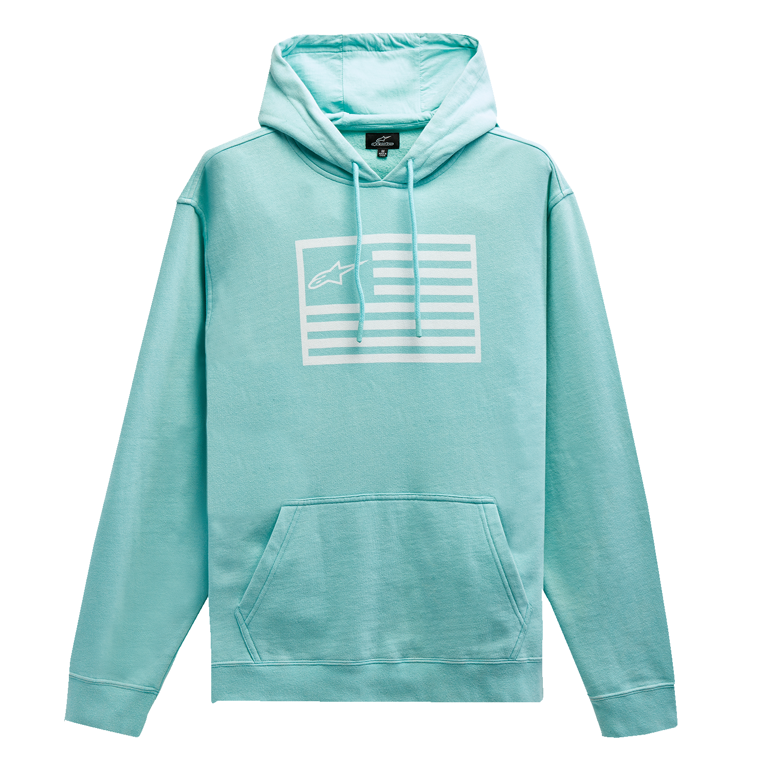 Alpinestars Artifact Hoodie in Light Aqua, medium size, featuring a casual fit and brand logo on the front.