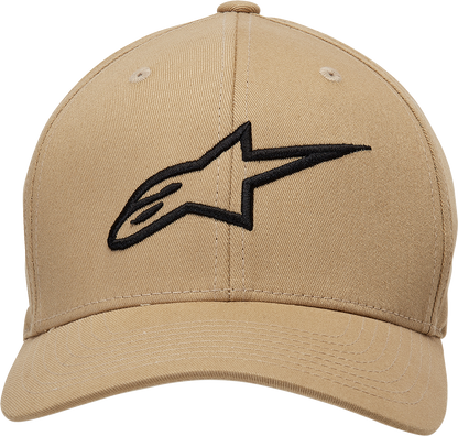 Alpinestars Ageless Curve Hat in sand and black with small/medium size, casual curved-brim cap with adjustable strap.