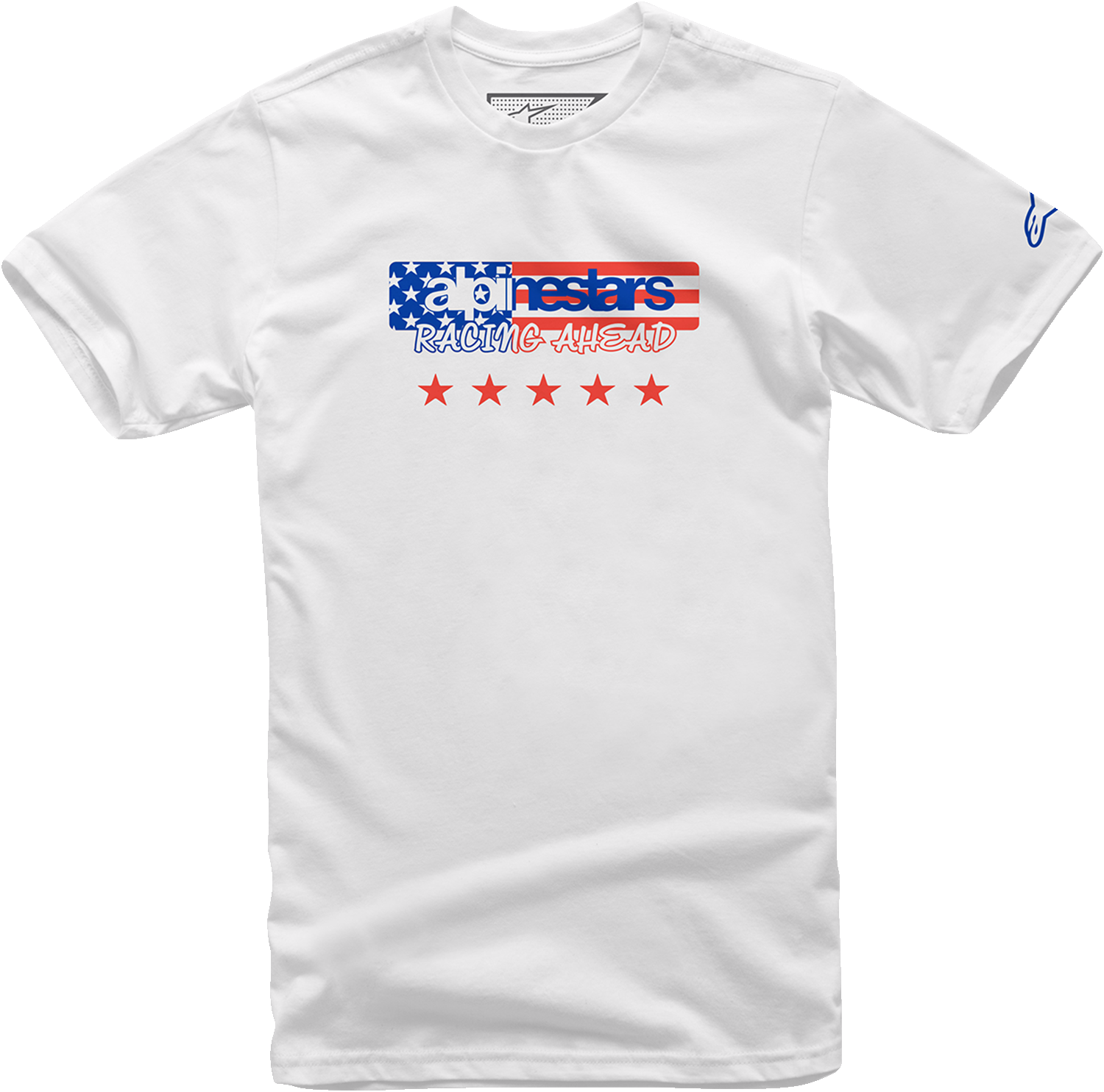 White Alpinestars USA Again T-Shirt in size XL with Alpinestars logo and design visible on the front.