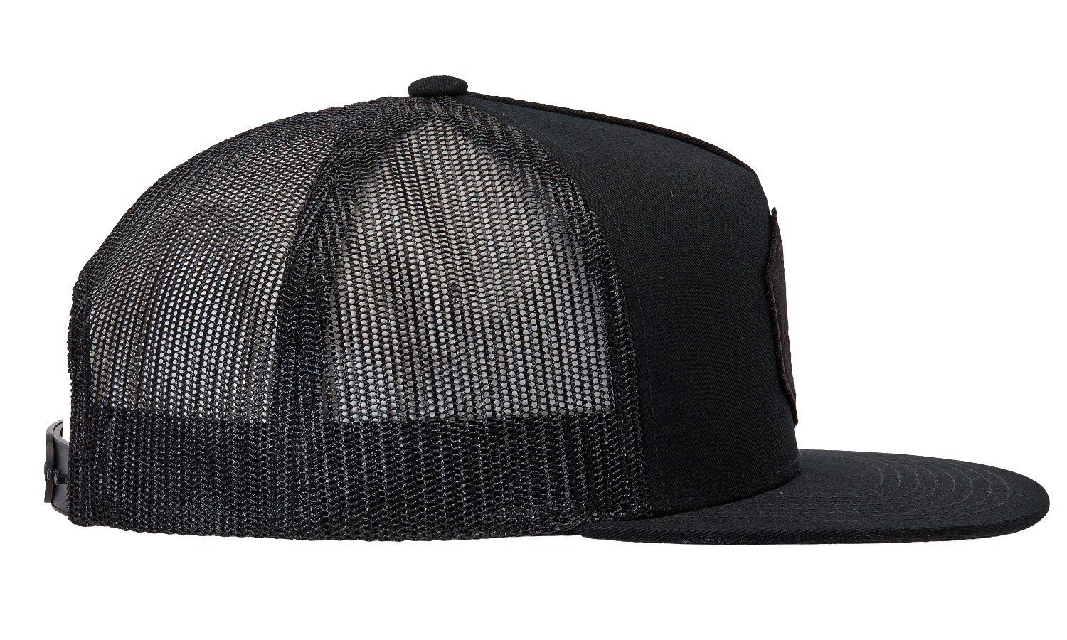 Alpinestars Bolt Trucker Hat in black with logo patch, adjustable snapback, casual style, front and side views