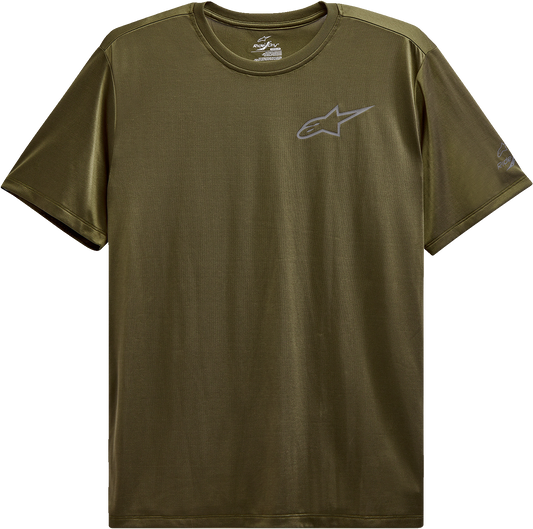 Alpinestars Pursue Performance T-Shirt in military green, 2XL size, featuring a casual fit and sporty design.