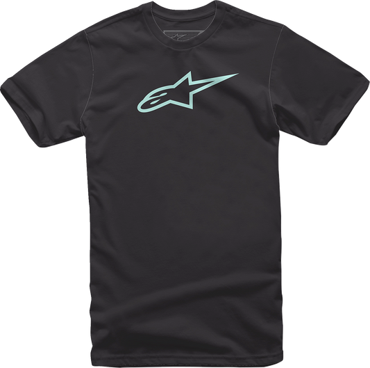 Black and mint Alpinestars Ageless T-Shirt in medium, featuring the Alpinestars logo and stylish casual design.