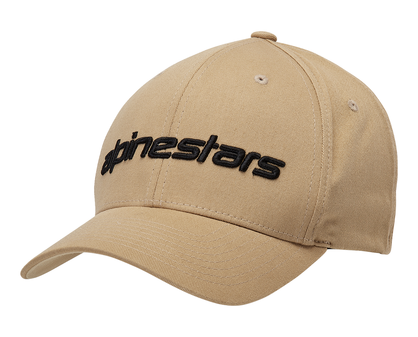Alpinestars Linear Hat in sand and black, small/medium size, featuring the brand logo and sporty design.