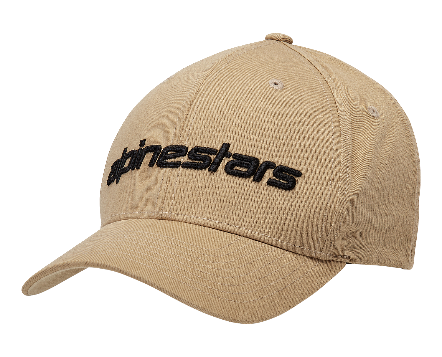 Alpinestars Linear Hat in sand and black, small/medium size, featuring the brand logo and sporty design.