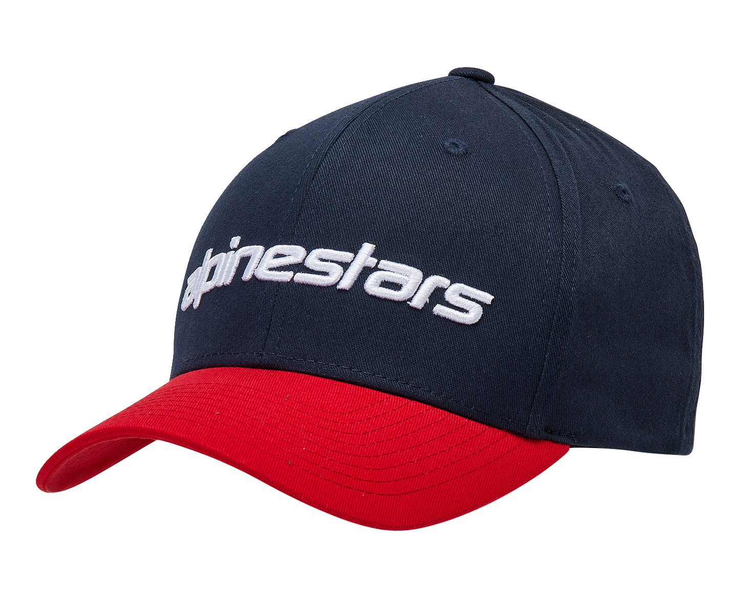 Alpinestars Linear Navy and Red hat in small/medium size featuring the Alpinestars logo and design on the front.
