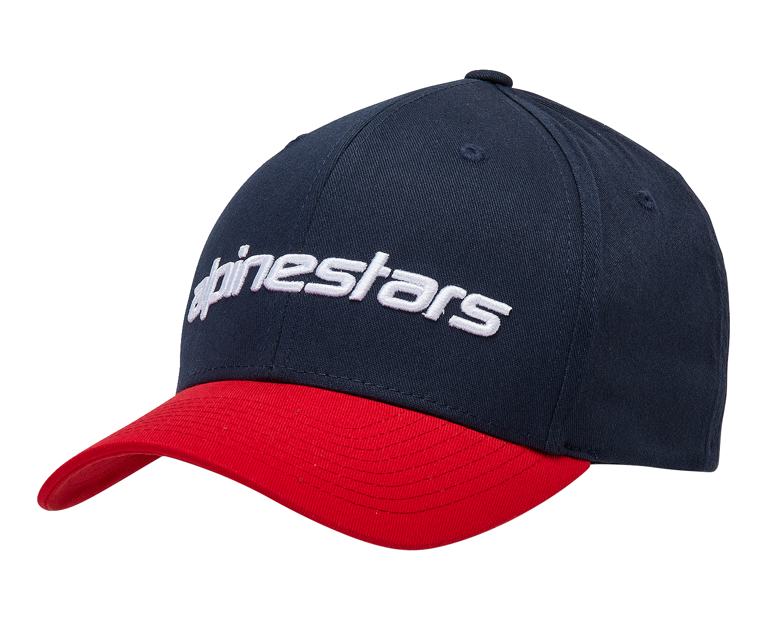 Alpinestars Linear Navy and Red hat in small/medium size featuring the Alpinestars logo and design on the front.