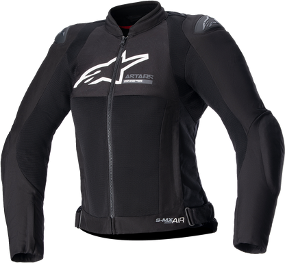 Black Alpinestars Stella SMX Air motorcycle jacket for women with Nucleon Flex Plus armor, medium size, featuring sport design and ventilation.