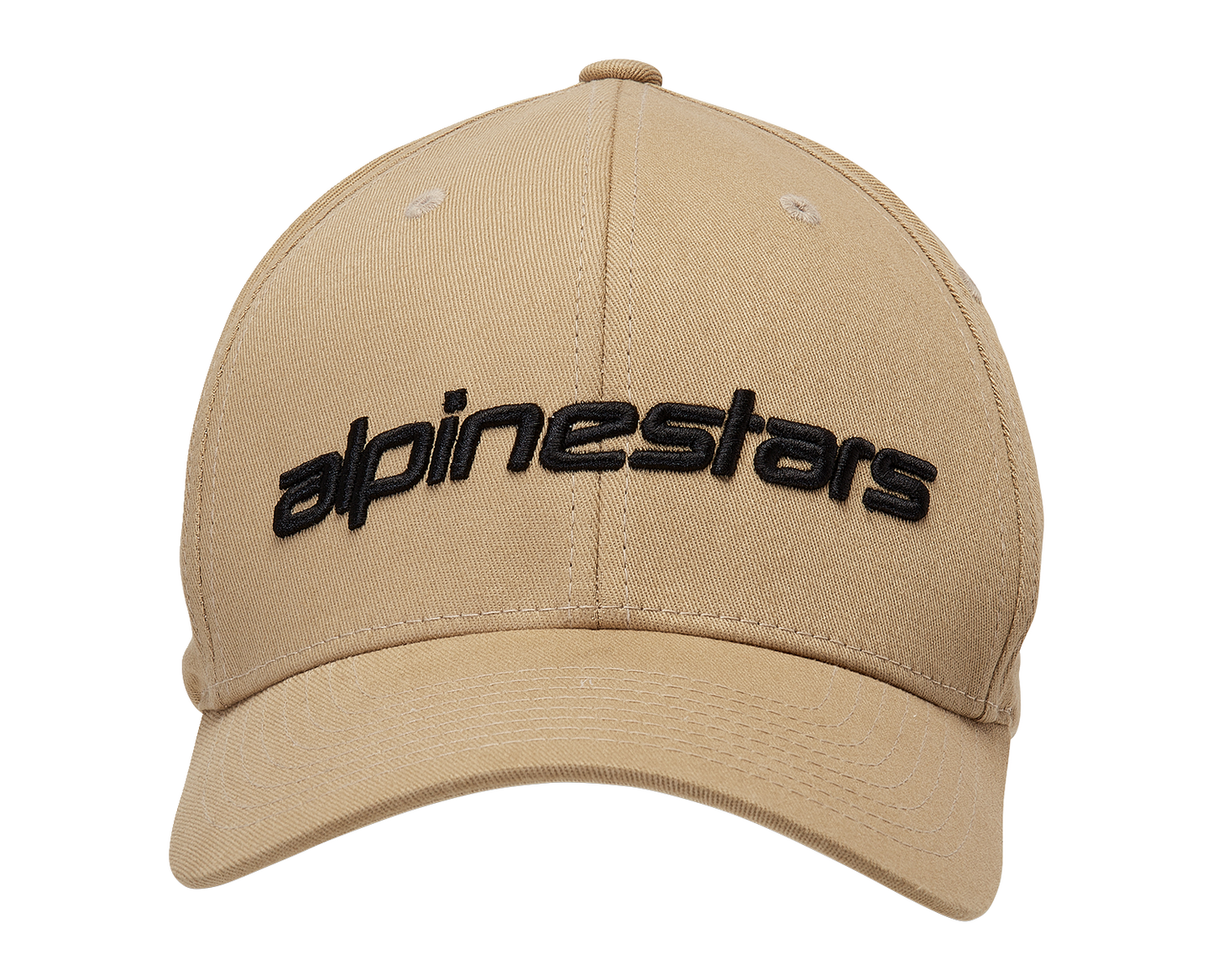 Alpinestars Linear Hat in sand and black, small/medium size, featuring branded design and adjustable strap.