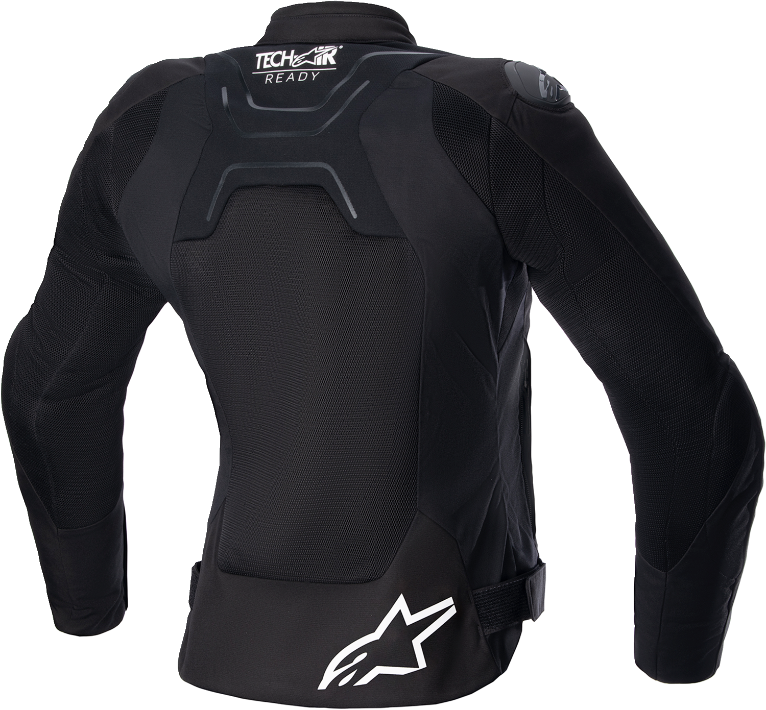 Alpinestars Stella SMX Air women's motorcycle jacket in black with Nucleon Flex Plus armor, medium size, featuring sporty design.