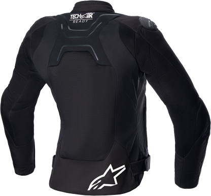 Alpinestars Stella SMX Air women's motorcycle jacket in black with Nucleon Flex Plus armor, medium size, featuring sporty design.