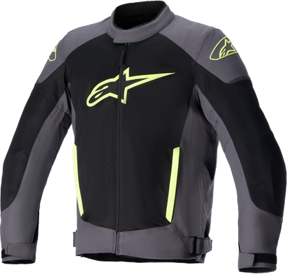 Alpinestars T SP X Superair motorcycle jacket in tar gray, black, and yellow fluo, size small, with protective armor details.
