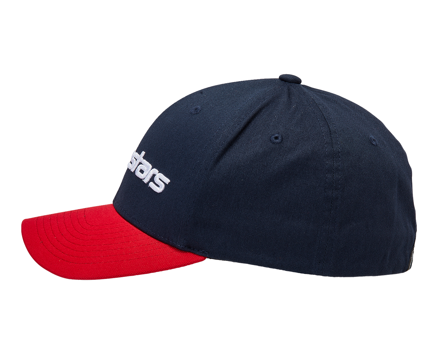 Alpinestars Linear Hat in navy and red, small/medium size, featuring the ALPINESTARS logo and sporty design.